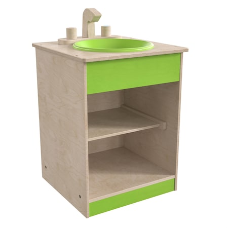 Flash Furniture Bright Beginnings Commercial Grade Wooden Children's Kitchen Sink with Integrated Storage MK-ME03515-GG